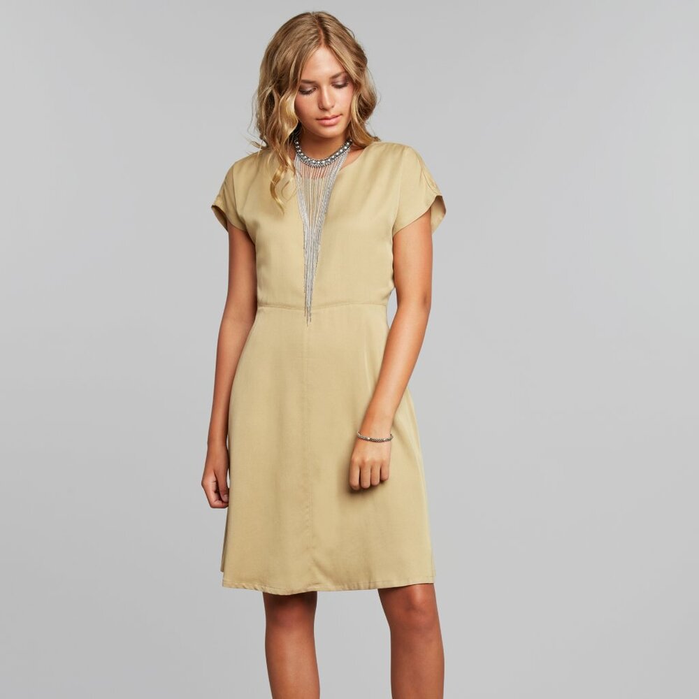 Modern Vintage Khaki Midi Dress